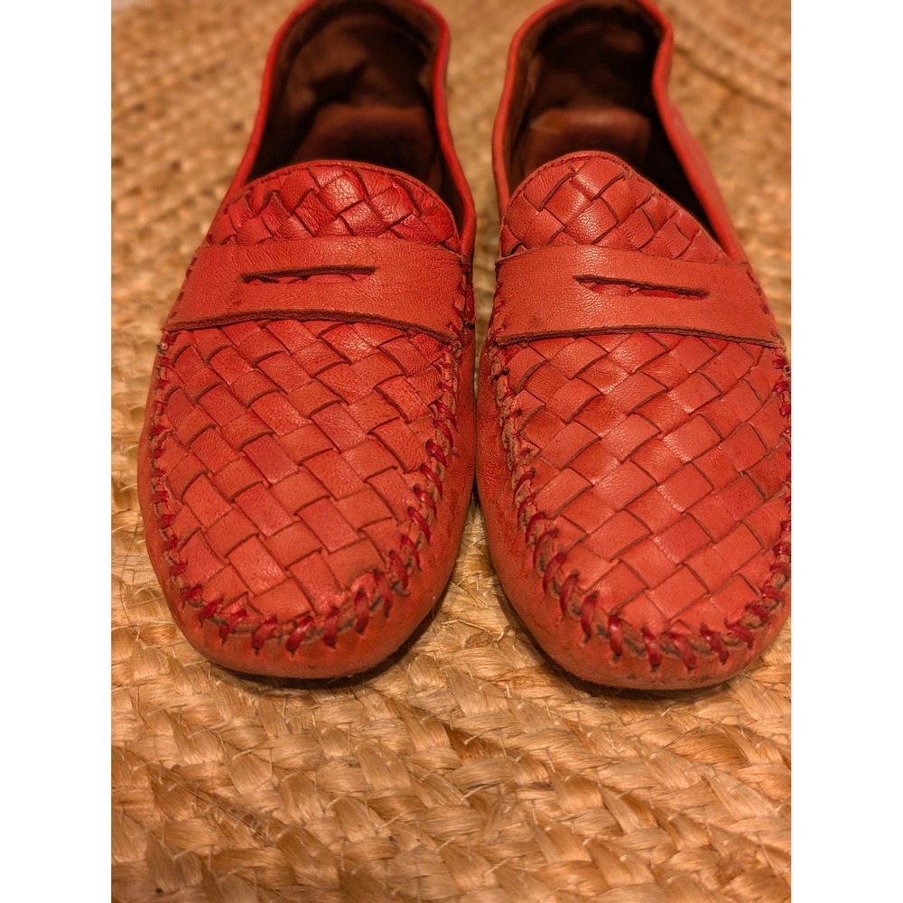 Robert Zur Petra Woven Leather Driving Loafers Red Womens 8M Penny Moccasins